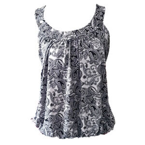 Rampage Black and Whitle Floral‎ Paisley Sleeveless Top Size Medium